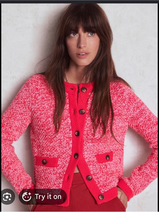 Boden Sweaters - Boden Red & Pink Marled Button-Front Cardigan Jacket Size 14
